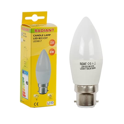 Candle Frosted B22 LED 6w 5000K