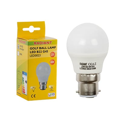 Golfball Frosted B22 LED 6w 5000K
