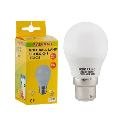 Golfball Frosted B22 LED 6w 3000K