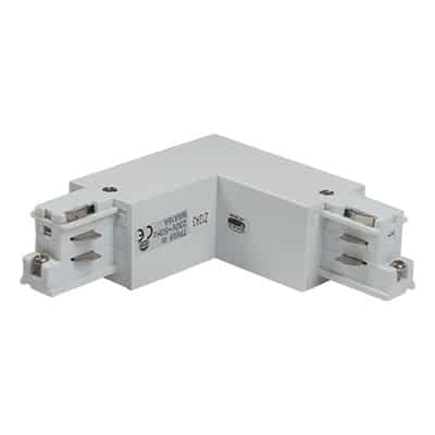 Track TP 3 Circuit Connector 90 Degree Joint White 230v