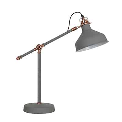 Table Lamp Steel Grey & Copper 1xE27
