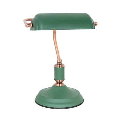 Bankers Table Lamp Green & Copper 1xE27