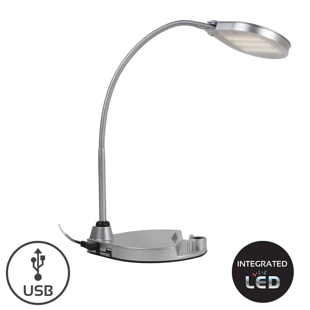 USB Desk Lamp 300mm Silver