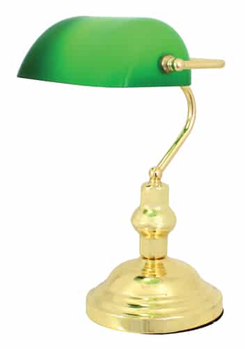 Bankers Table Lamp 230mm Polished Brass