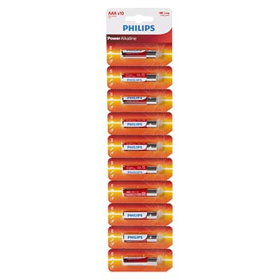 Philips Power Alkaline AAA Batteries 12-Single Blister With Tear Card
