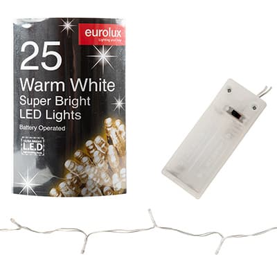 LED Light Chain Warm White Battery Operated