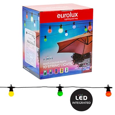 String Lights LED 10PK Golfball Colours