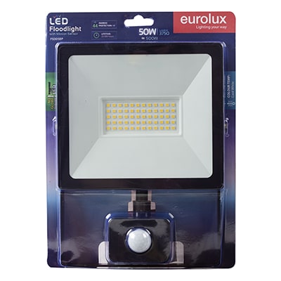 LED 50w Floodlight Black With Sensor Blister