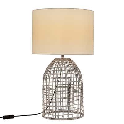 Zanie G Table Lamp Grey Woven Rattan With Fabric Shade
